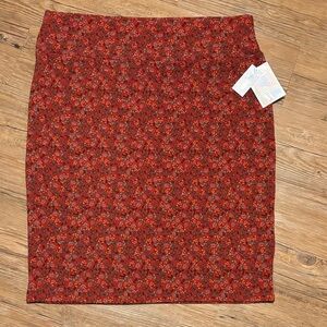 LuLaRoe Red Floral Pencil Skirt